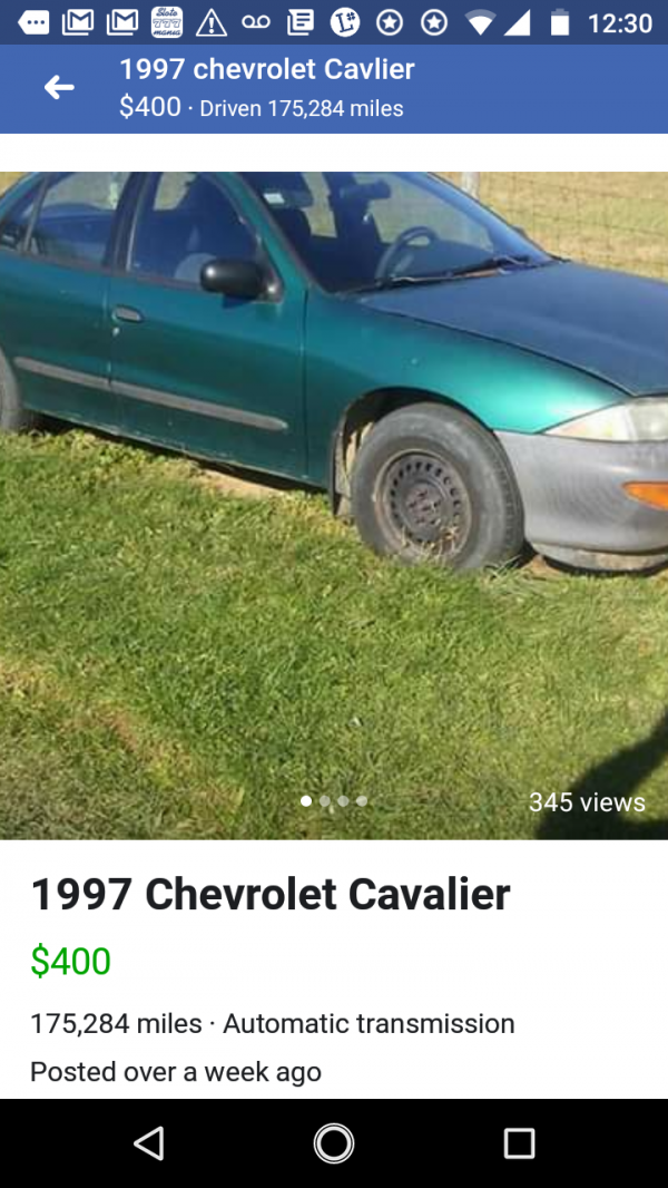 1997 Chevrolet Cavalier For Sale in Ronceverte, WV Salvage Cars